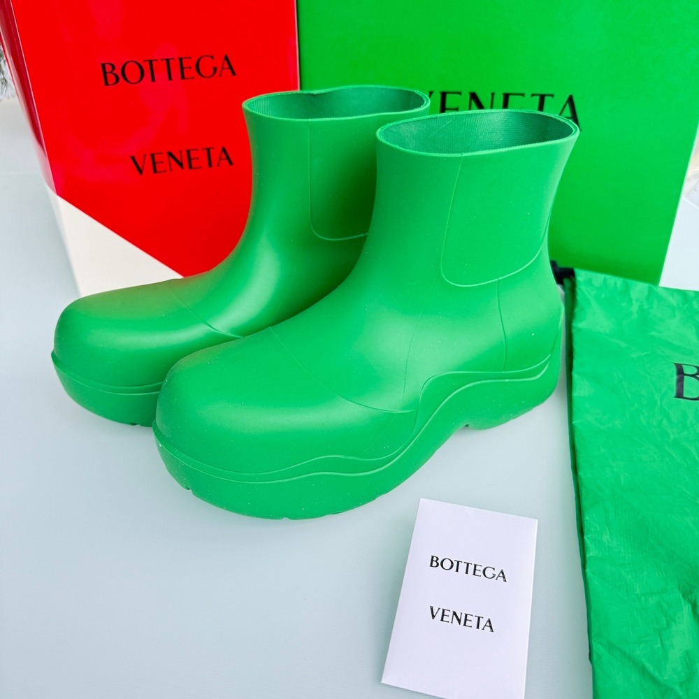 Bottega Veneta 640043 Men's Green Puddle Ankle Boots, 44